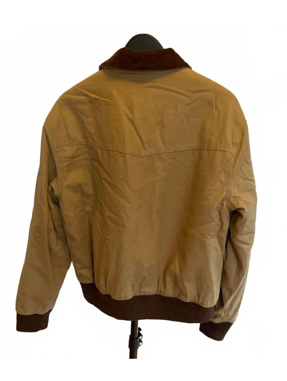 Banana Republic Tan Canvas Bomber Jacket Brown Corduroy Collar Men's Medium